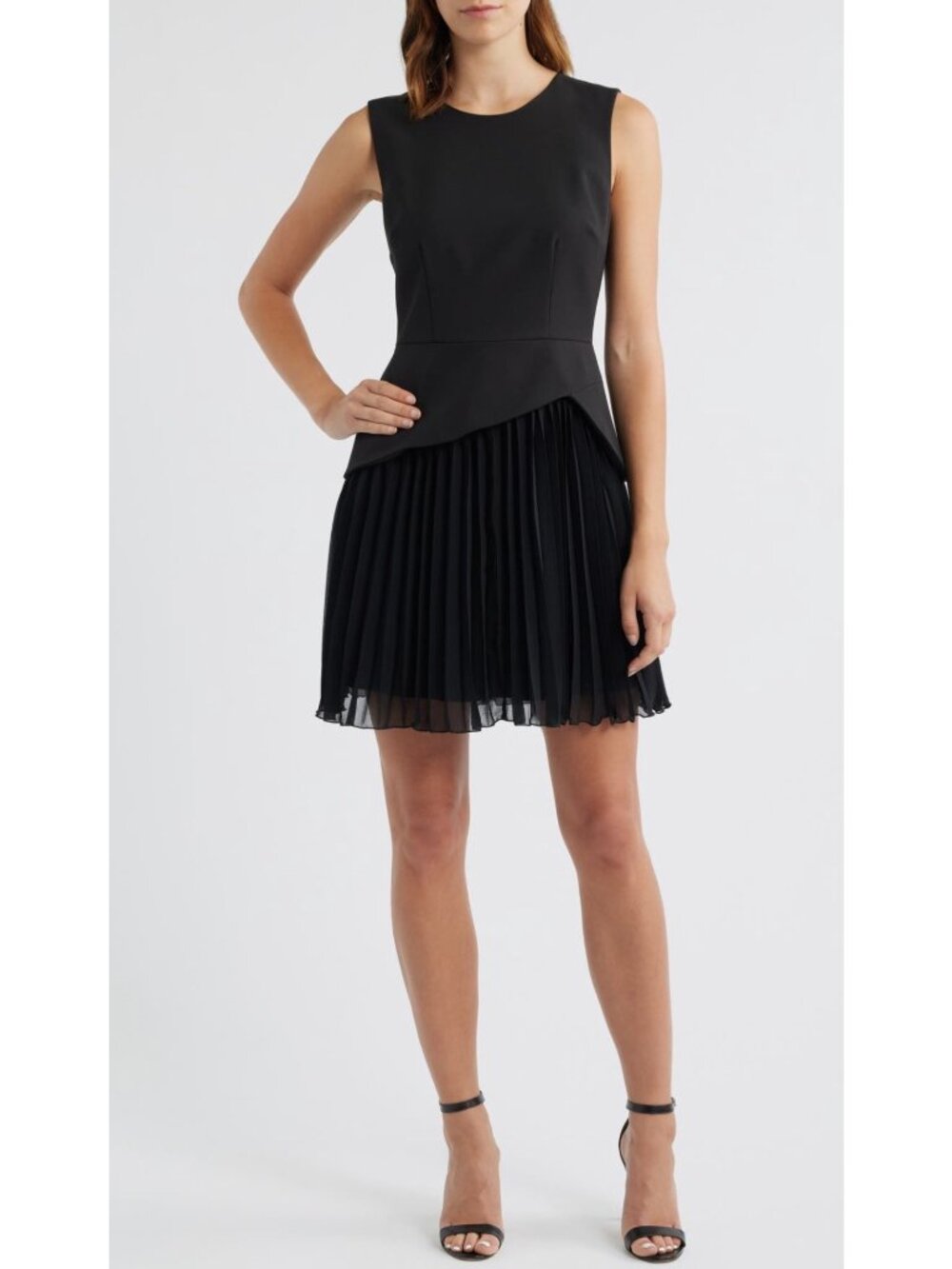 Sam Edelman Tailored Crepe With Pleated Skirt Dress Size 6 Black
